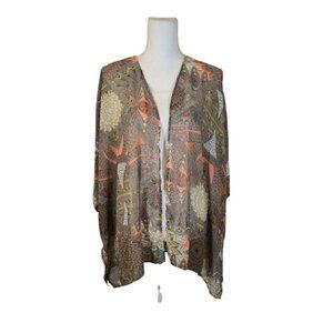 Umgee Kimono Women Size S/M Brown Sheer Bohemian Feminine